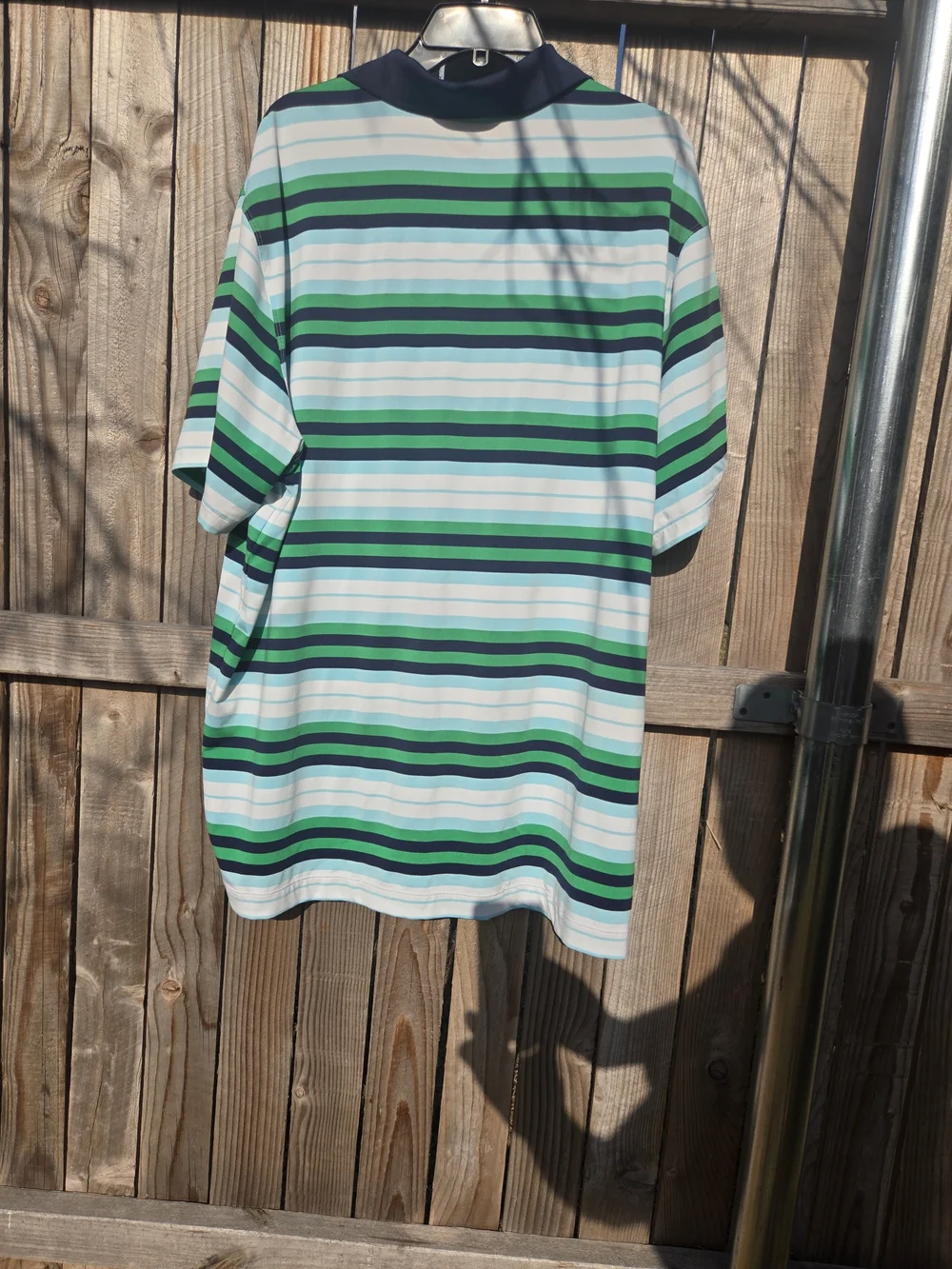 Mens Nike Golf Striped Polo Shirt in Green & Blue